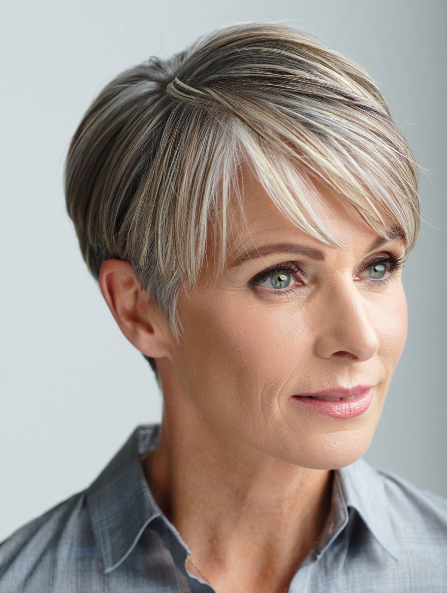 Inspiration coiffure coupe courte effilée femme 50 ans 2025